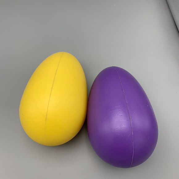 Pair of Plastic Blow Mold Easter Eggs 1 Yellow 1 Purple Yard Lawn Eggs 8" Hollow - Picture 10 of 12